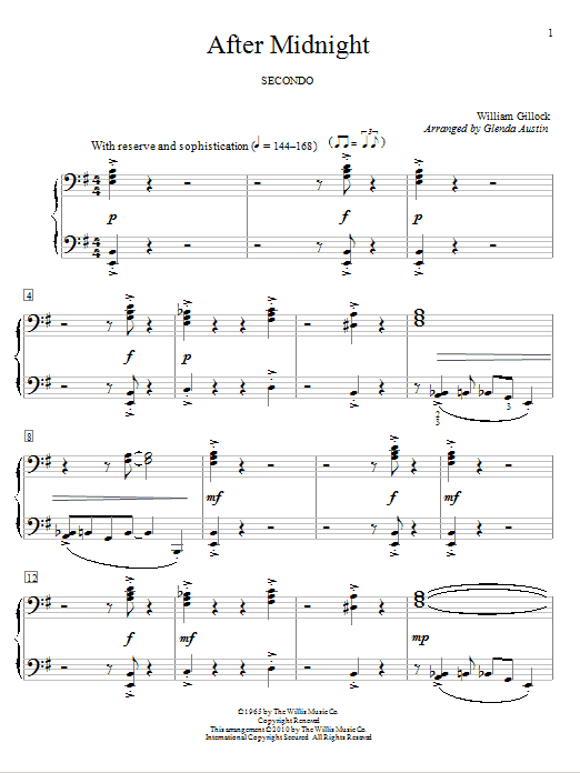 William Gillock After Midnight Sheet Music Notes & Chords for Piano Duet - Download or Print PDF