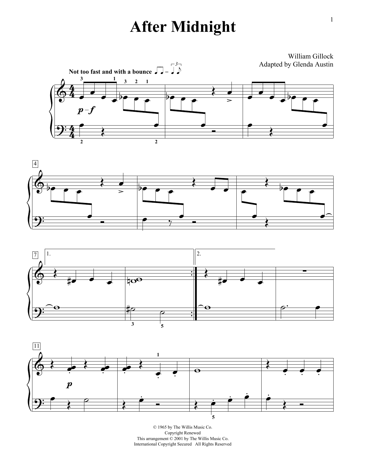 William Gillock After Midnight (Simplified) (adapted by Glenda Austin) Sheet Music Notes & Chords for Educational Piano - Download or Print PDF