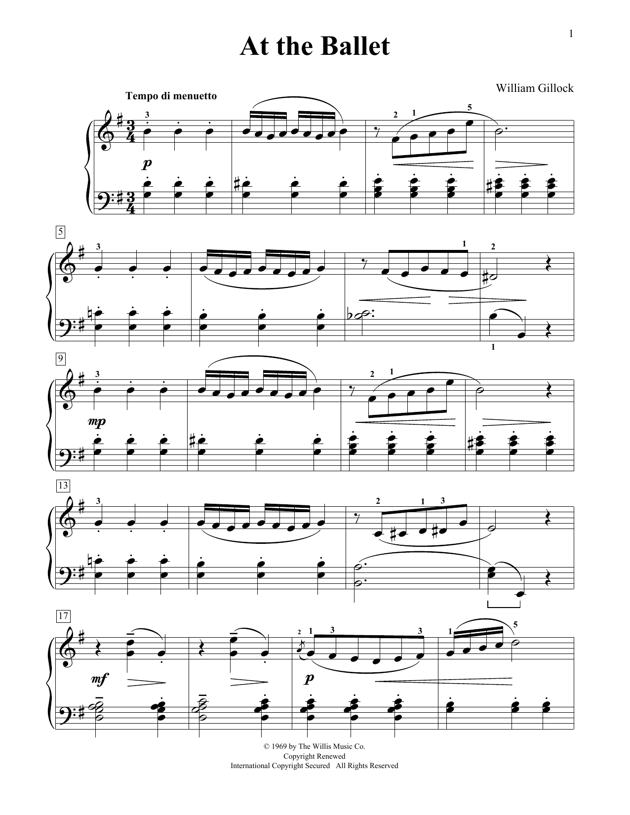 William Gillock At The Ballet Sheet Music Notes & Chords for Educational Piano - Download or Print PDF