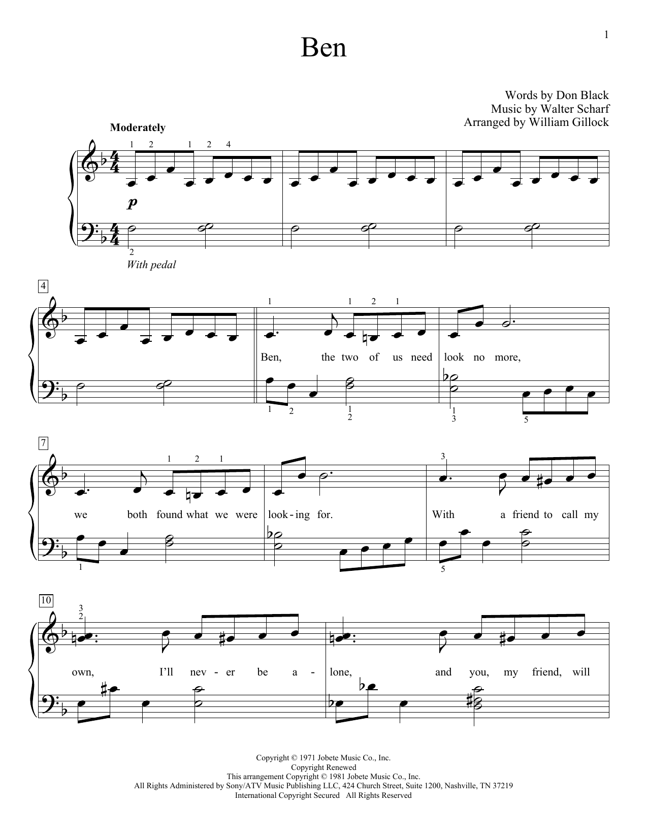 William Gillock Ben Sheet Music Notes & Chords for Educational Piano - Download or Print PDF