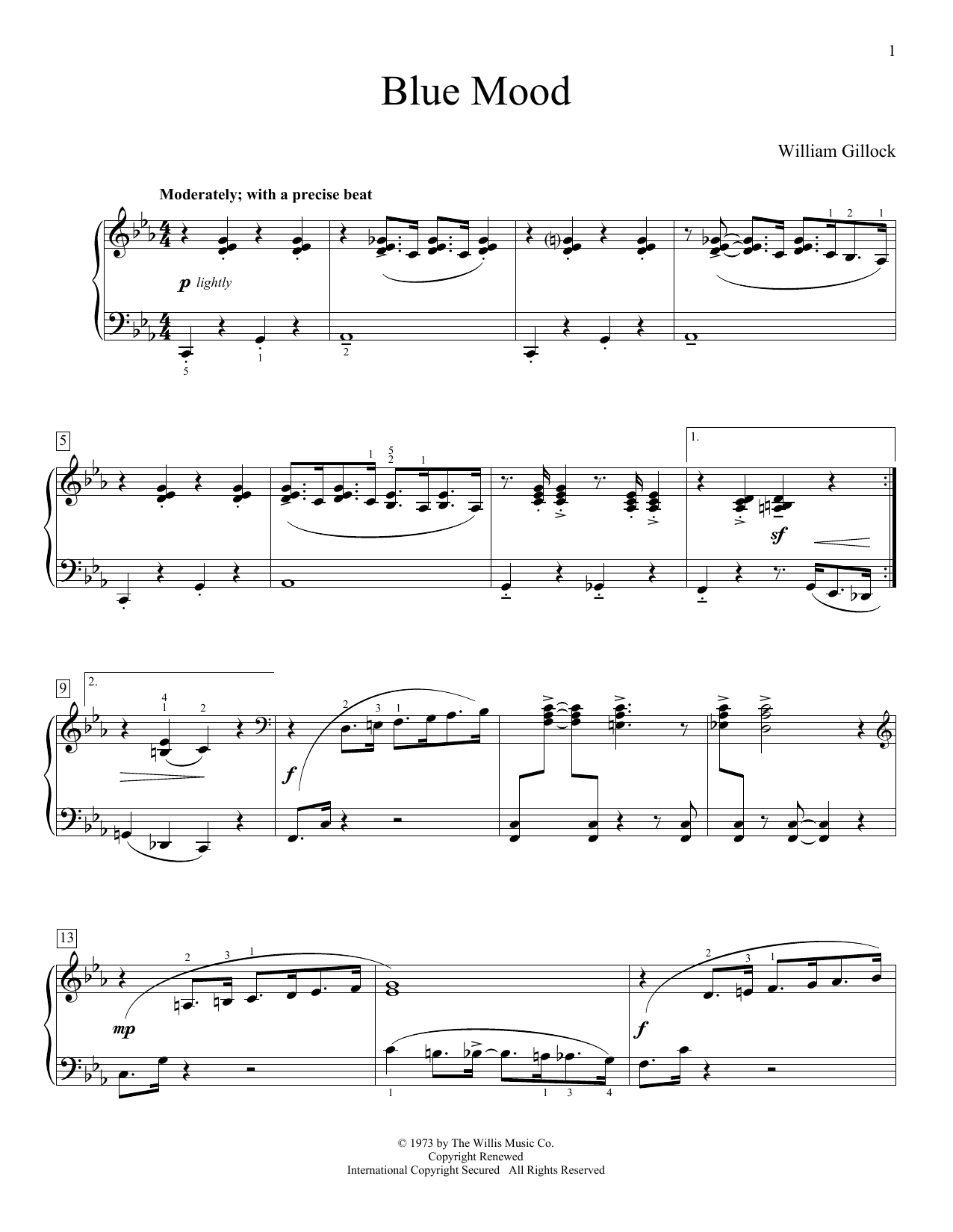 William Gillock Blue Mood Sheet Music Notes & Chords for Educational Piano - Download or Print PDF