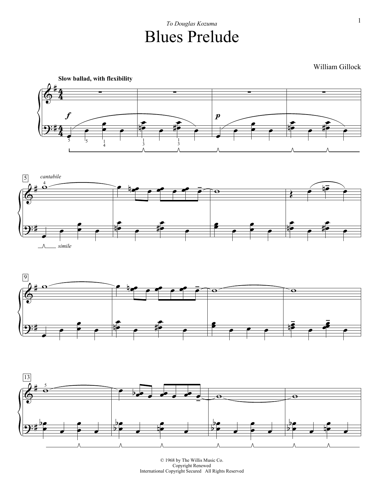 William Gillock Blues Prelude Sheet Music Notes & Chords for Educational Piano - Download or Print PDF