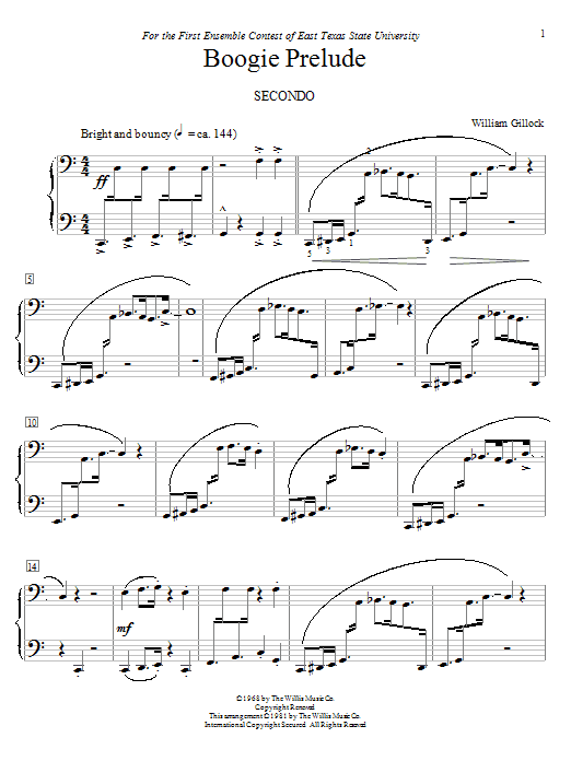 William Gillock Boogie Prelude Sheet Music Notes & Chords for Educational Piano - Download or Print PDF