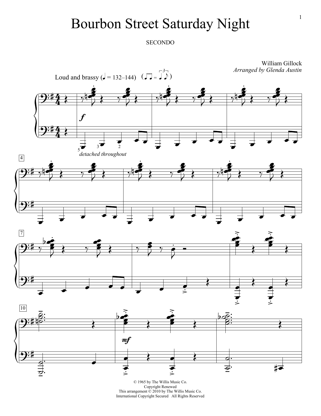 William Gillock Bourbon Street Saturday Night Sheet Music Notes & Chords for Piano Duet - Download or Print PDF
