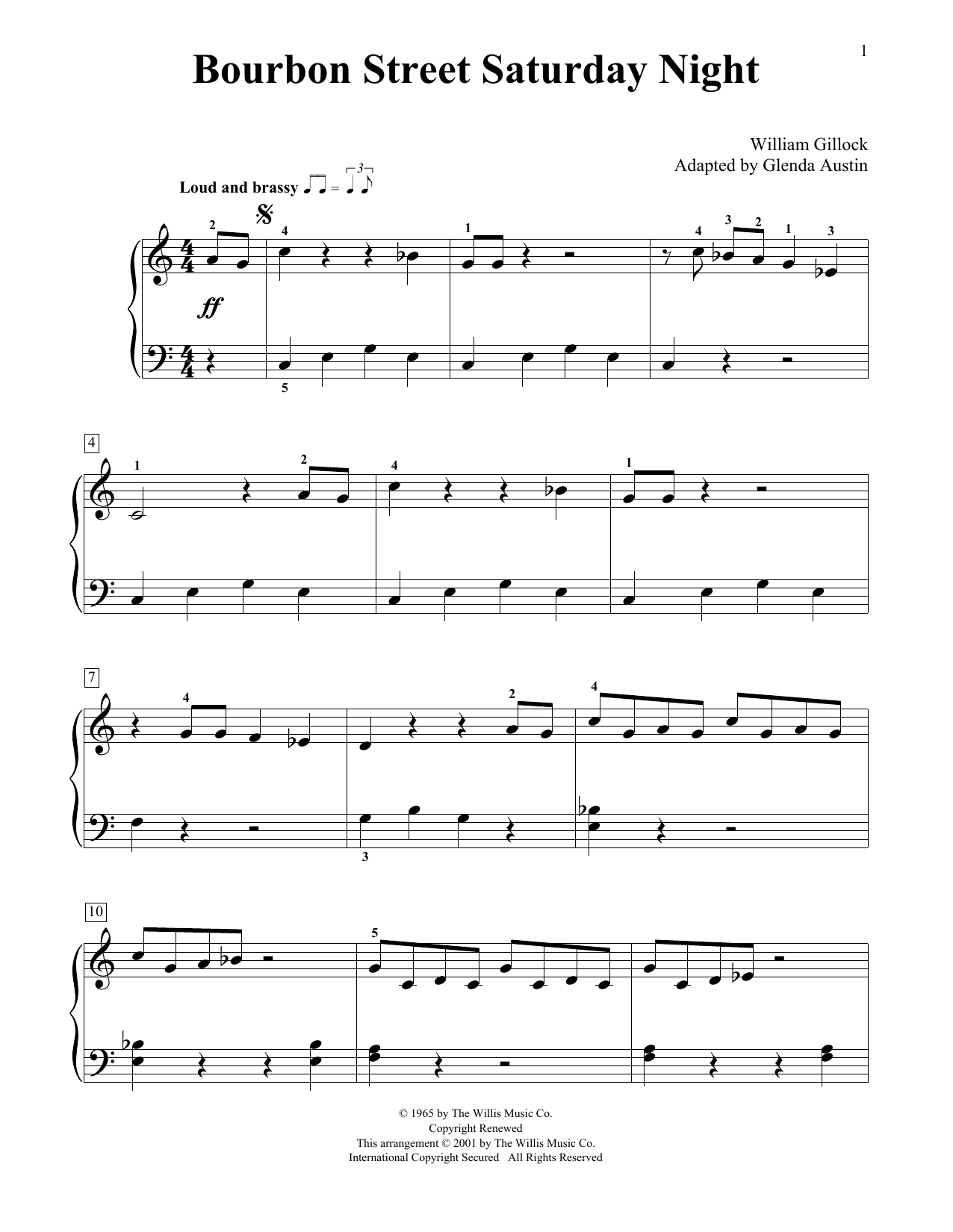 William Gillock Bourbon Street Saturday Night (Simplified) (adapted by Glenda Austin) Sheet Music Notes & Chords for Educational Piano - Download or Print PDF