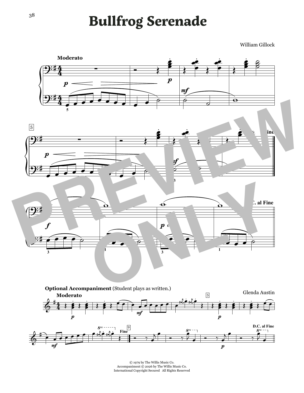 William Gillock Bullfrog Serenade Sheet Music Notes & Chords for Educational Piano - Download or Print PDF