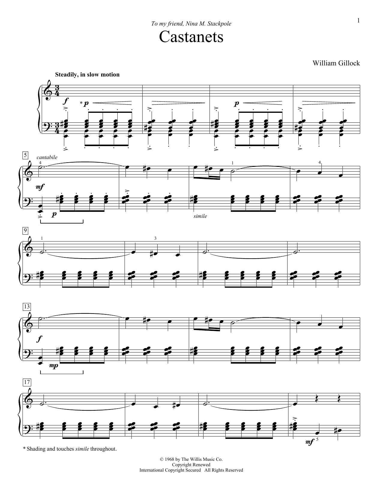 William Gillock Castanets Sheet Music Notes & Chords for Educational Piano - Download or Print PDF