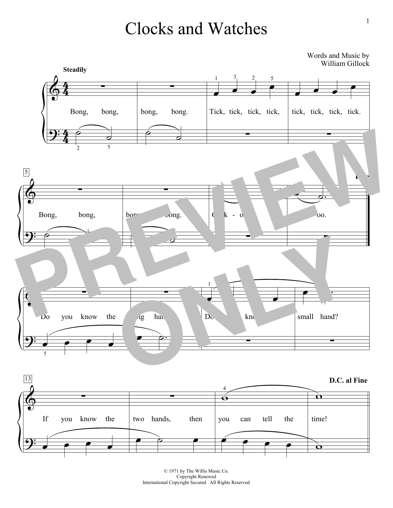 William Gillock Clocks And Watches Sheet Music Notes & Chords for Educational Piano - Download or Print PDF