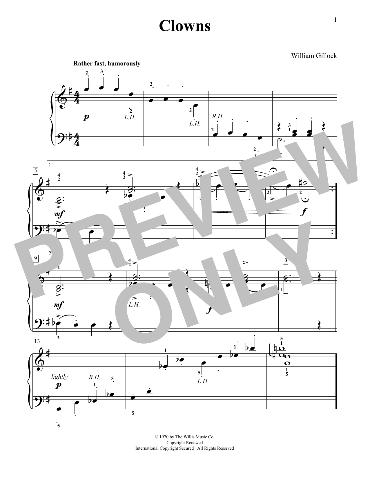 William Gillock Clowns Sheet Music Notes & Chords for Educational Piano - Download or Print PDF