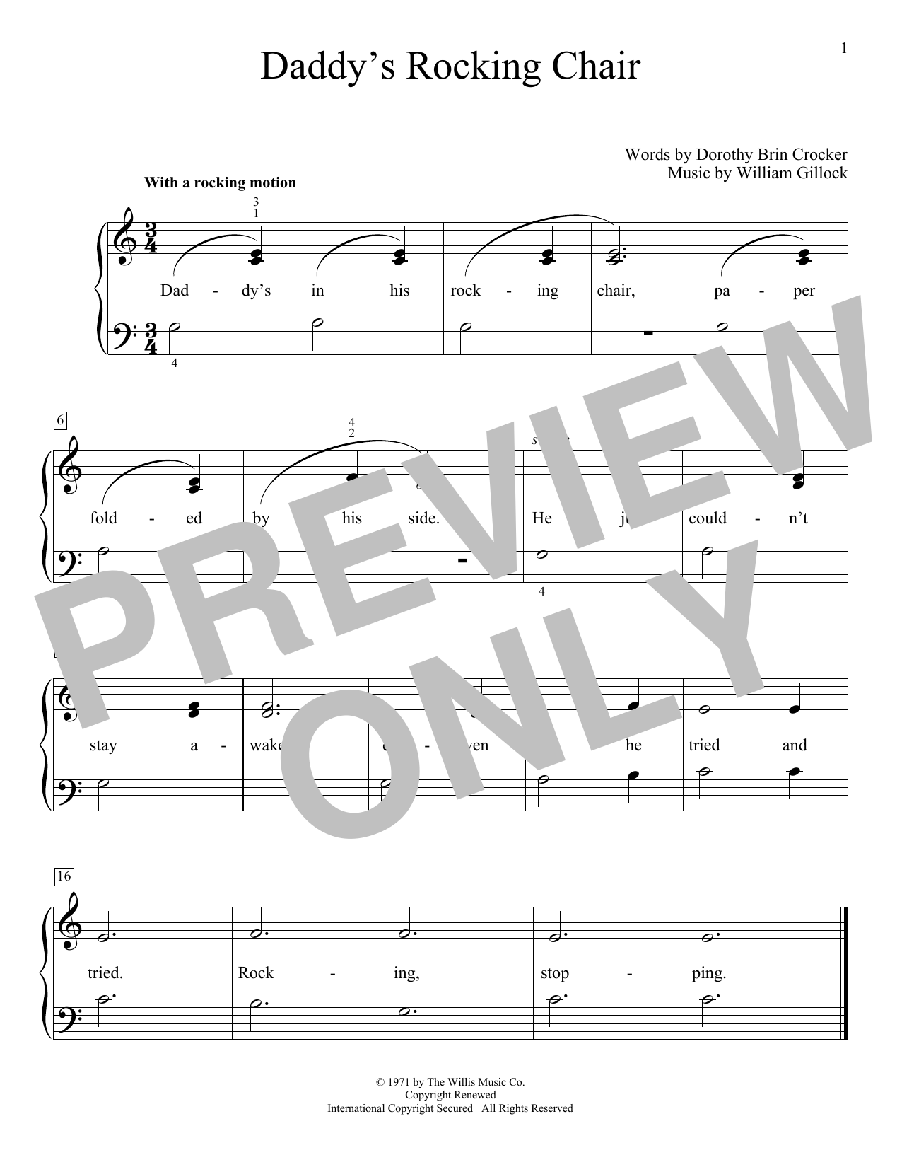 William Gillock Daddy's Rocking Chair Sheet Music Notes & Chords for Educational Piano - Download or Print PDF