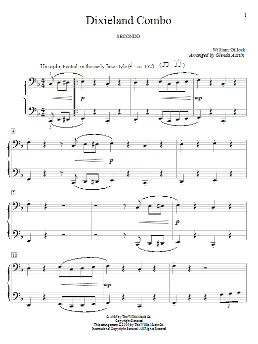 William Gillock Dixieland Combo Sheet Music Notes & Chords for Piano Duet - Download or Print PDF