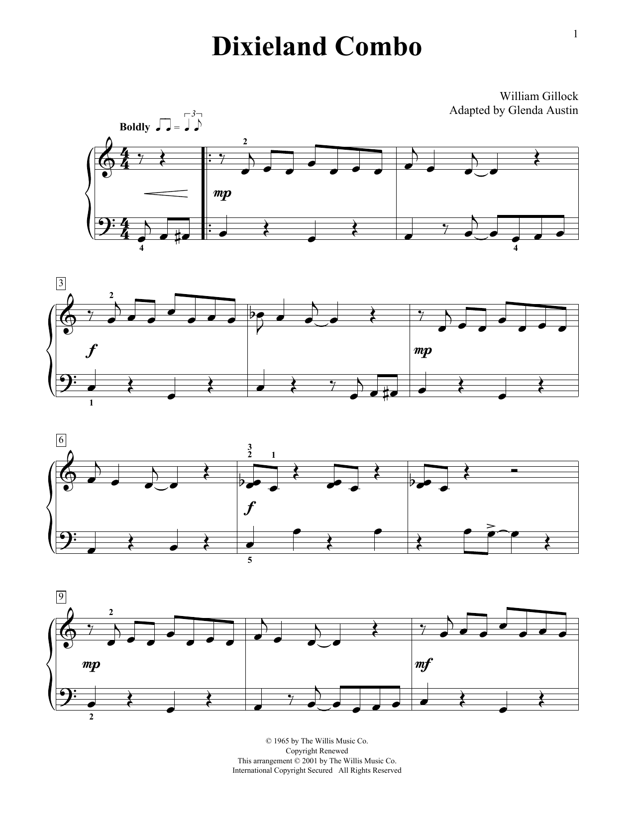William Gillock Dixieland Combo (Simplified) (adapted by Glenda Austin) Sheet Music Notes & Chords for Educational Piano - Download or Print PDF