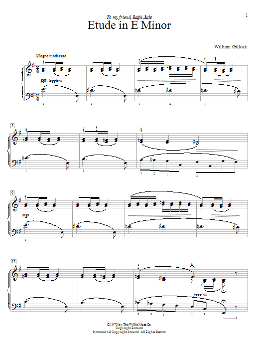 William Gillock Etude In E Minor Sheet Music Notes & Chords for Educational Piano - Download or Print PDF