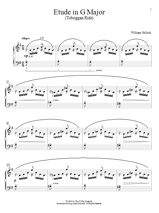 William Gillock Etude In G Major (Toboggan Ride) Sheet Music Notes & Chords for Educational Piano - Download or Print PDF