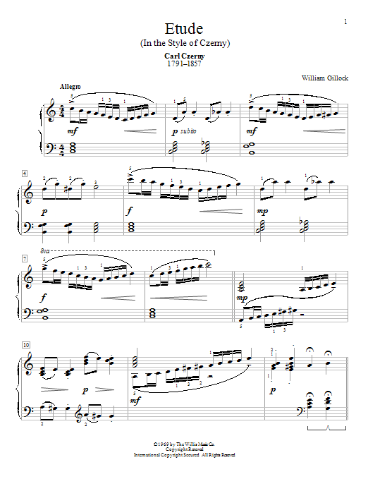 William Gillock Etude (In The Style Of Czerny) Sheet Music Notes & Chords for Educational Piano - Download or Print PDF