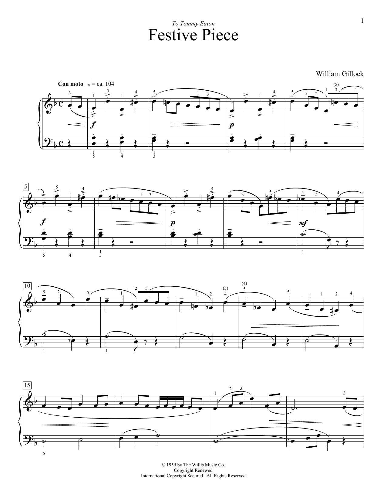 William Gillock Festive Piece Sheet Music Notes & Chords for Educational Piano - Download or Print PDF