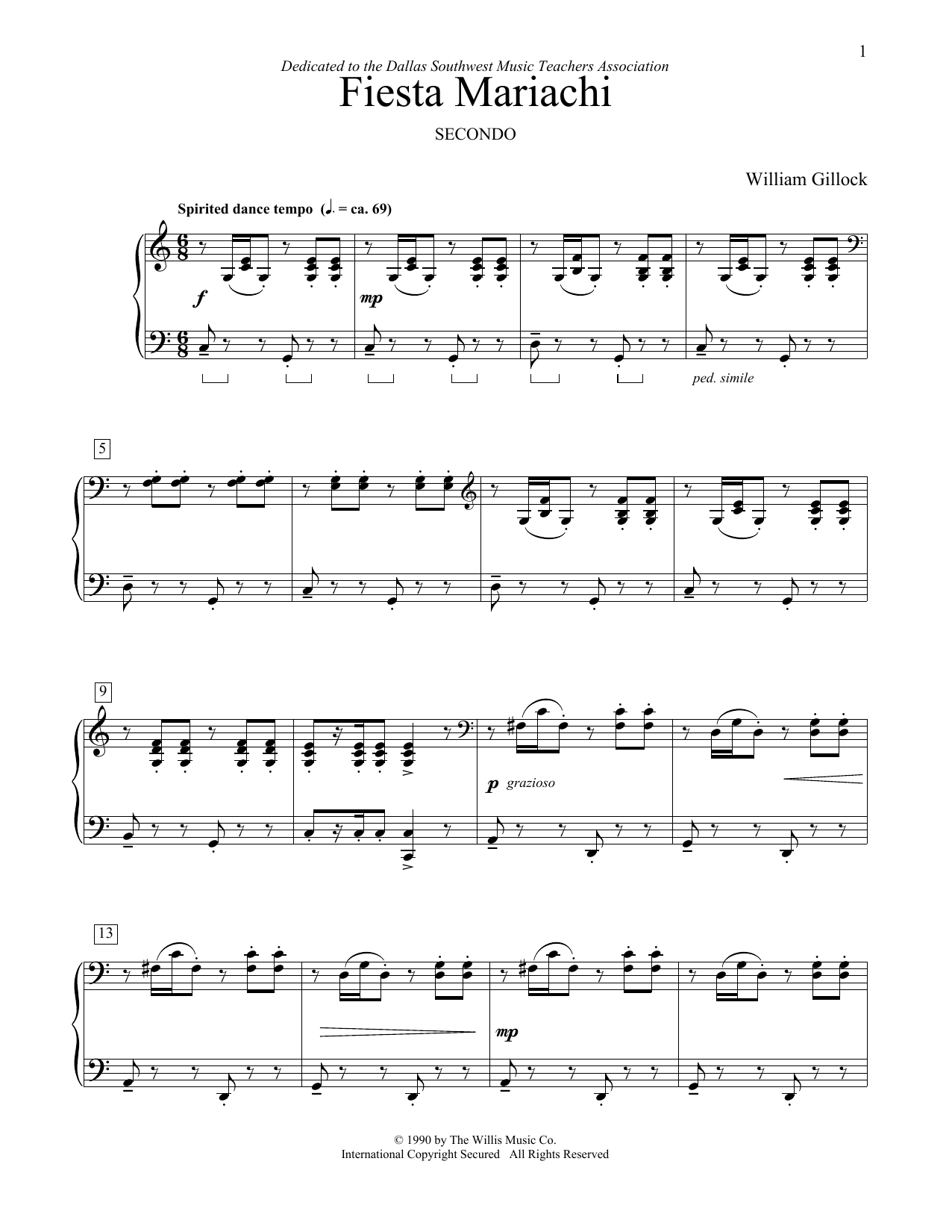 William Gillock Fiesta Mariachi Sheet Music Notes & Chords for Piano Duet - Download or Print PDF