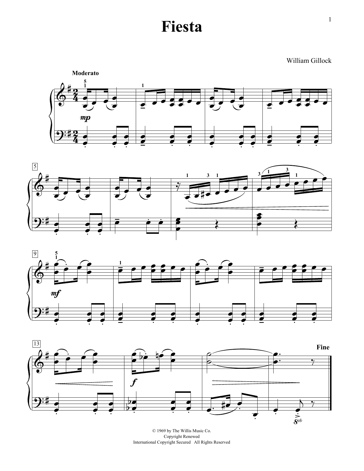 William Gillock Fiesta Sheet Music Notes & Chords for Educational Piano - Download or Print PDF