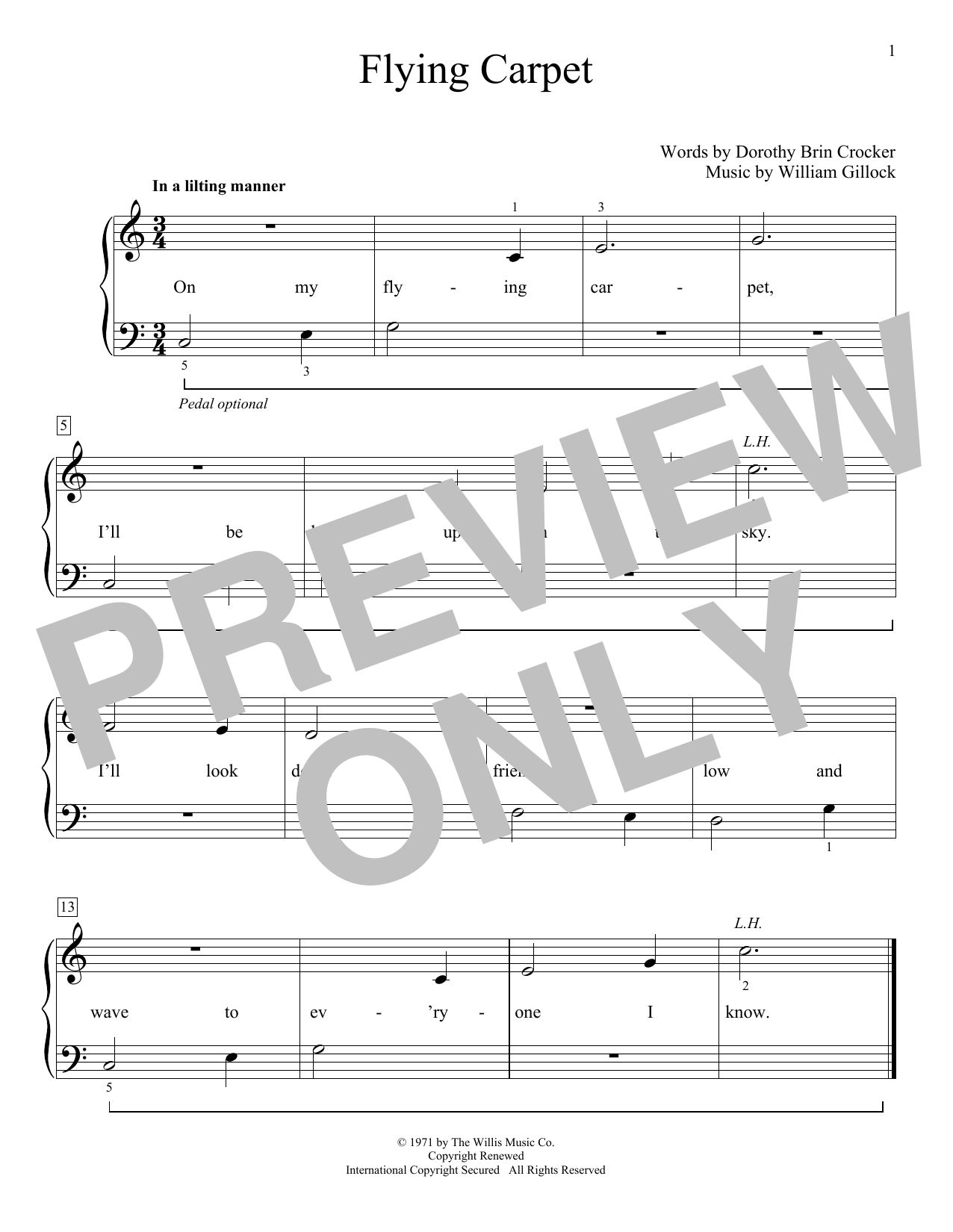 William Gillock Flying Carpet Sheet Music Notes & Chords for Educational Piano - Download or Print PDF