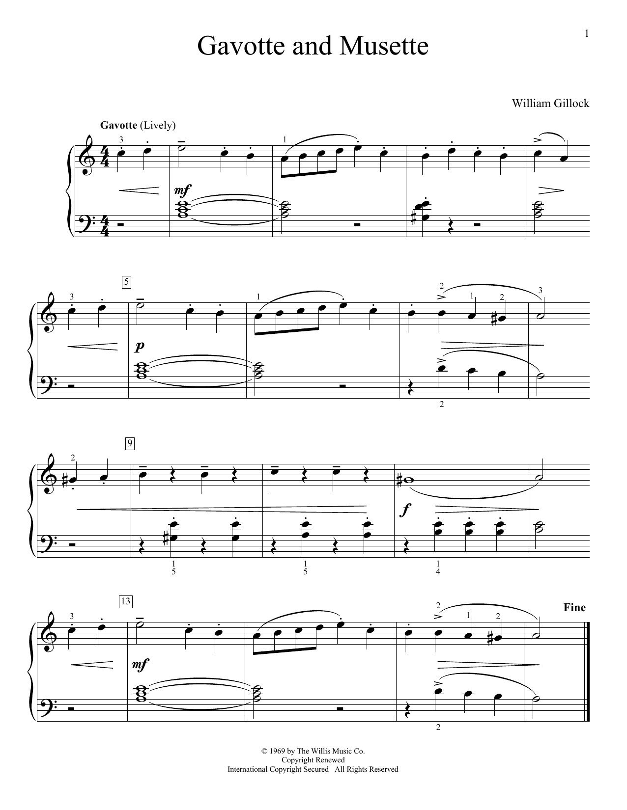 William Gillock Gavotte And Musette Sheet Music Notes & Chords for Educational Piano - Download or Print PDF