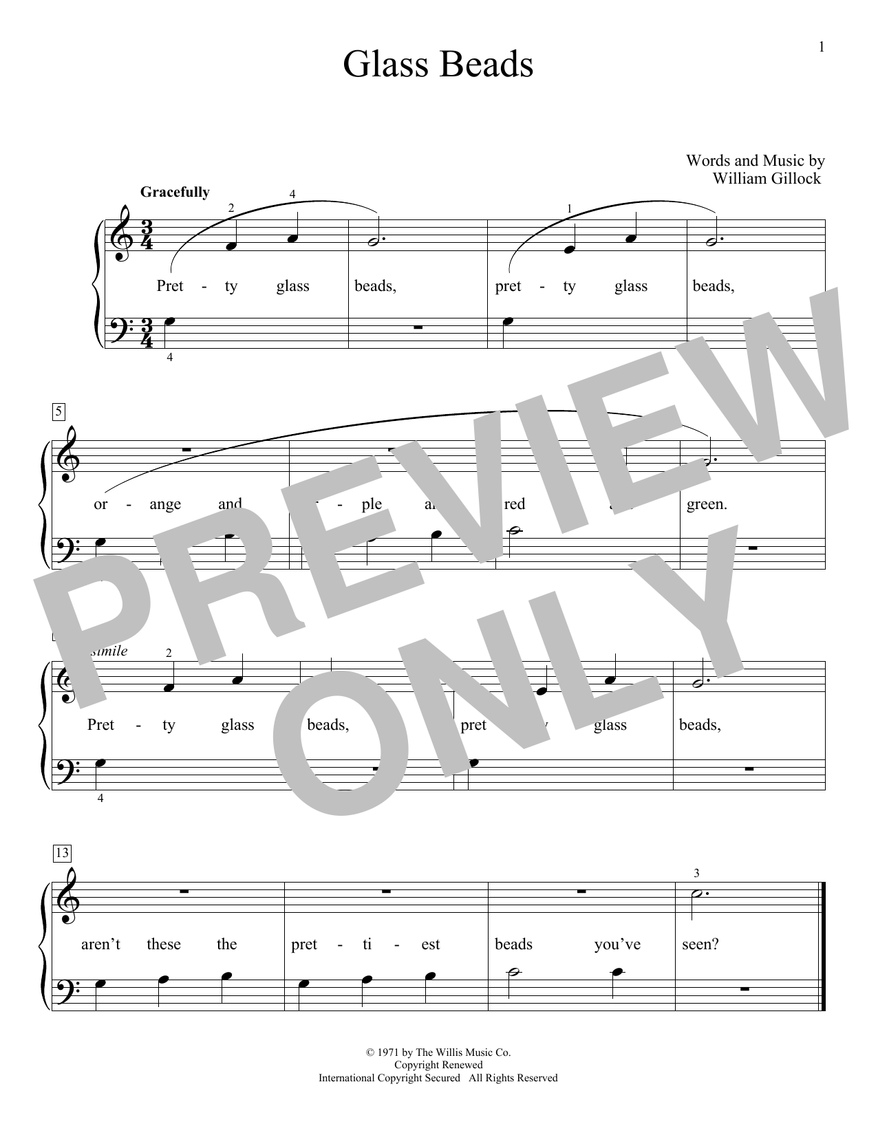 William Gillock Glass Beads Sheet Music Notes & Chords for Educational Piano - Download or Print PDF