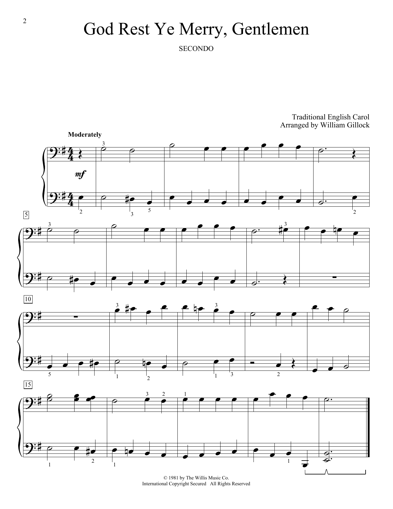 William Gillock God Rest Ye Merry, Gentlemen Sheet Music Notes & Chords for Piano Duet - Download or Print PDF