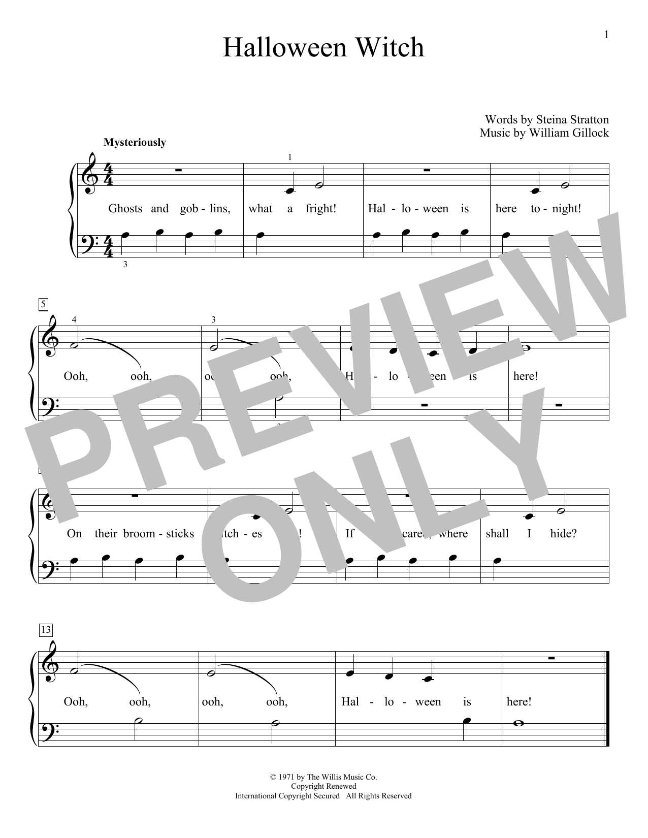 William Gillock Halloween Witch Sheet Music Notes & Chords for Educational Piano - Download or Print PDF