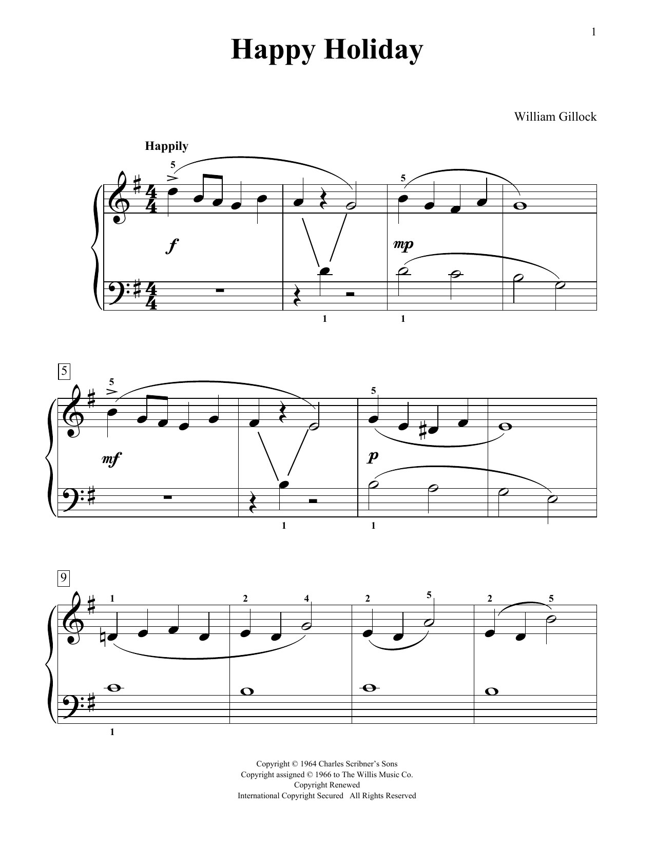 William Gillock Happy Holiday Sheet Music Notes & Chords for Educational Piano - Download or Print PDF