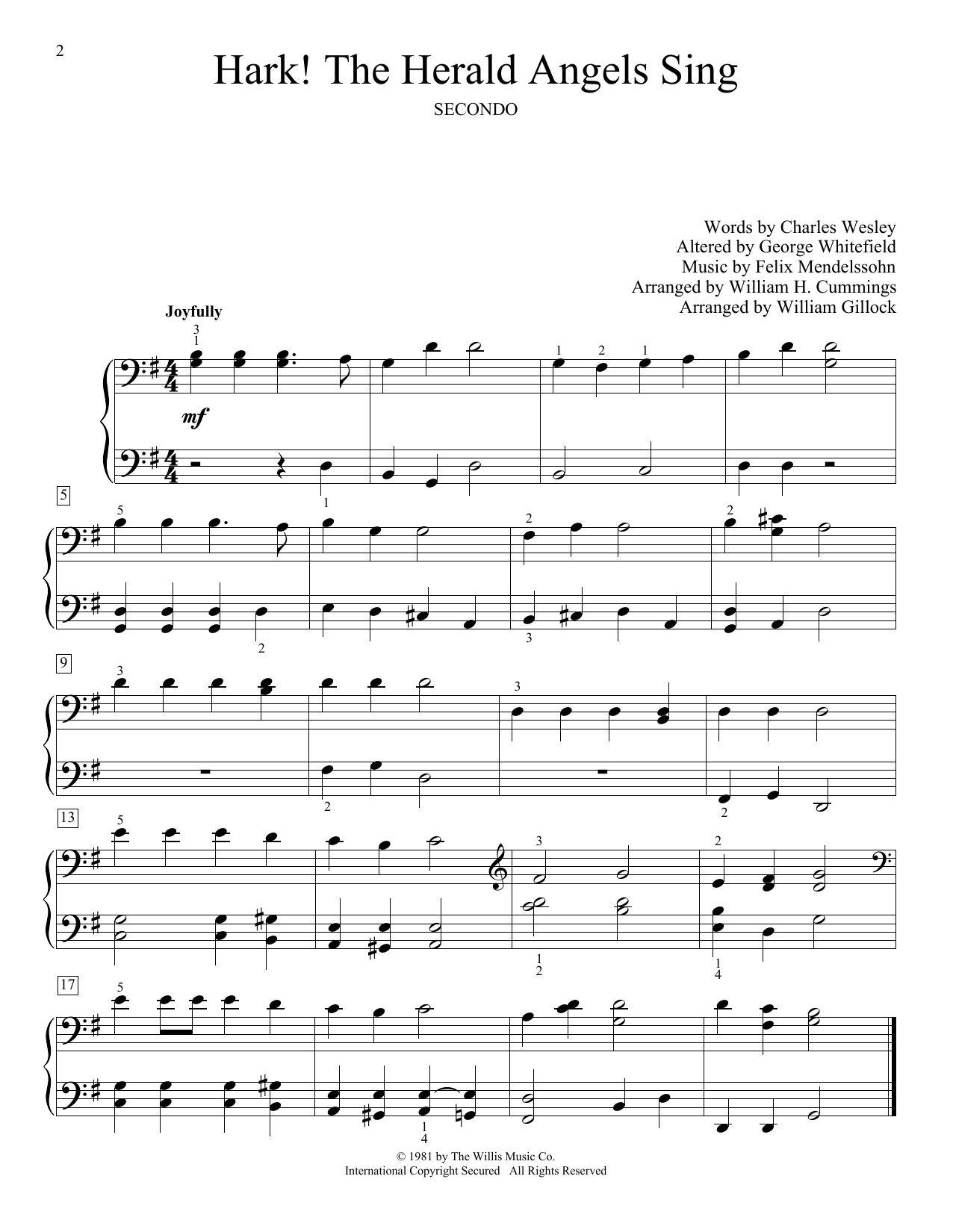 William Gillock Hark, The Herald Angels Sing Sheet Music Notes & Chords for Piano Duet - Download or Print PDF