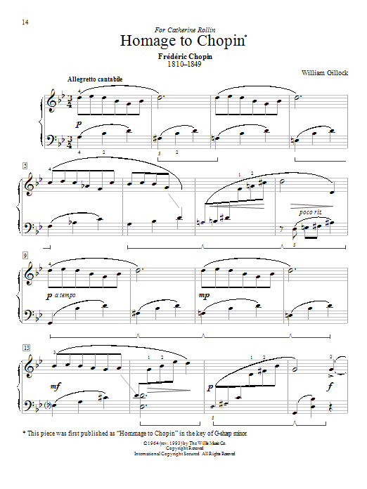 William Gillock Homage To Chopin Sheet Music Notes & Chords for Educational Piano - Download or Print PDF