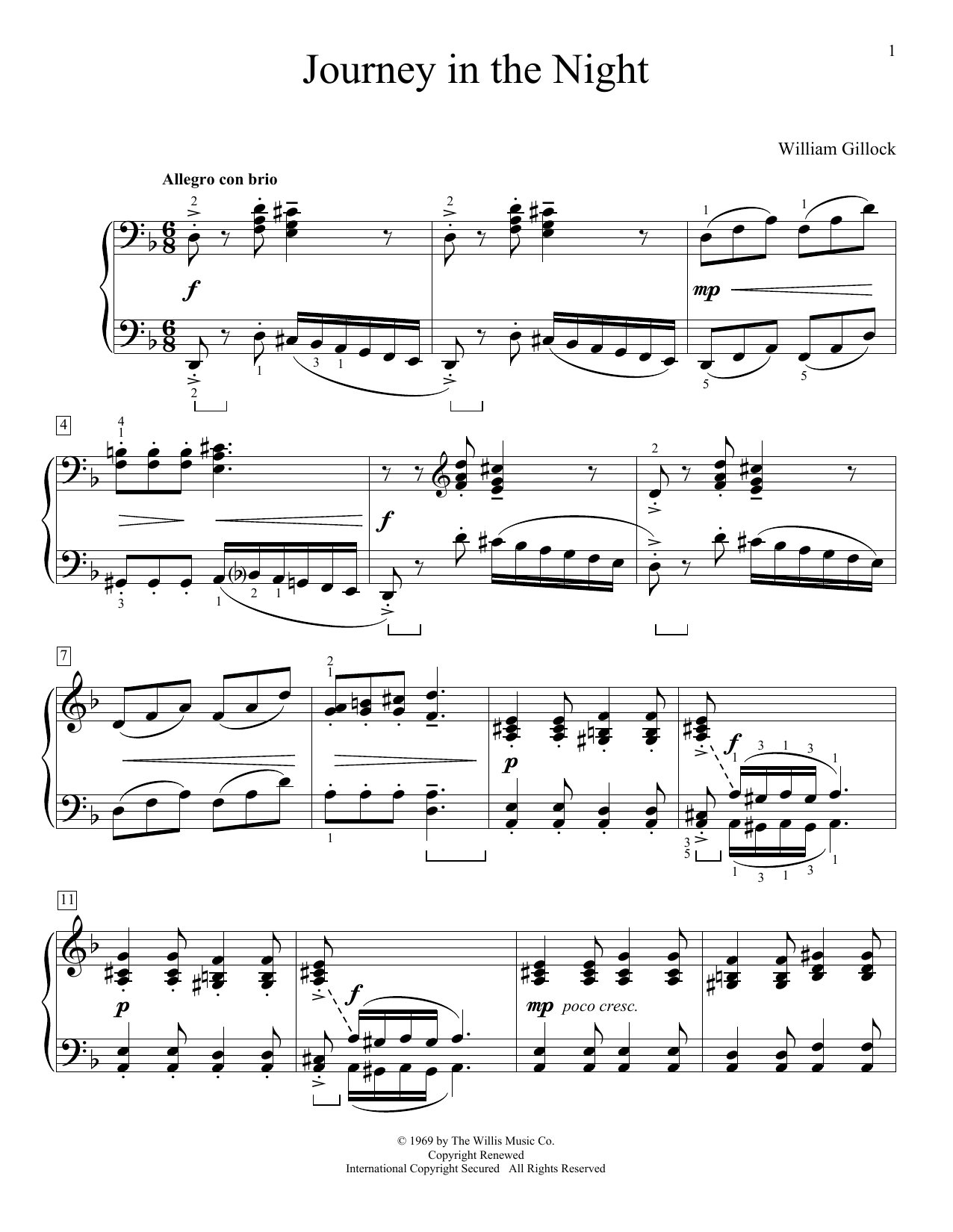 William Gillock Journey In The Night Sheet Music Notes & Chords for Educational Piano - Download or Print PDF