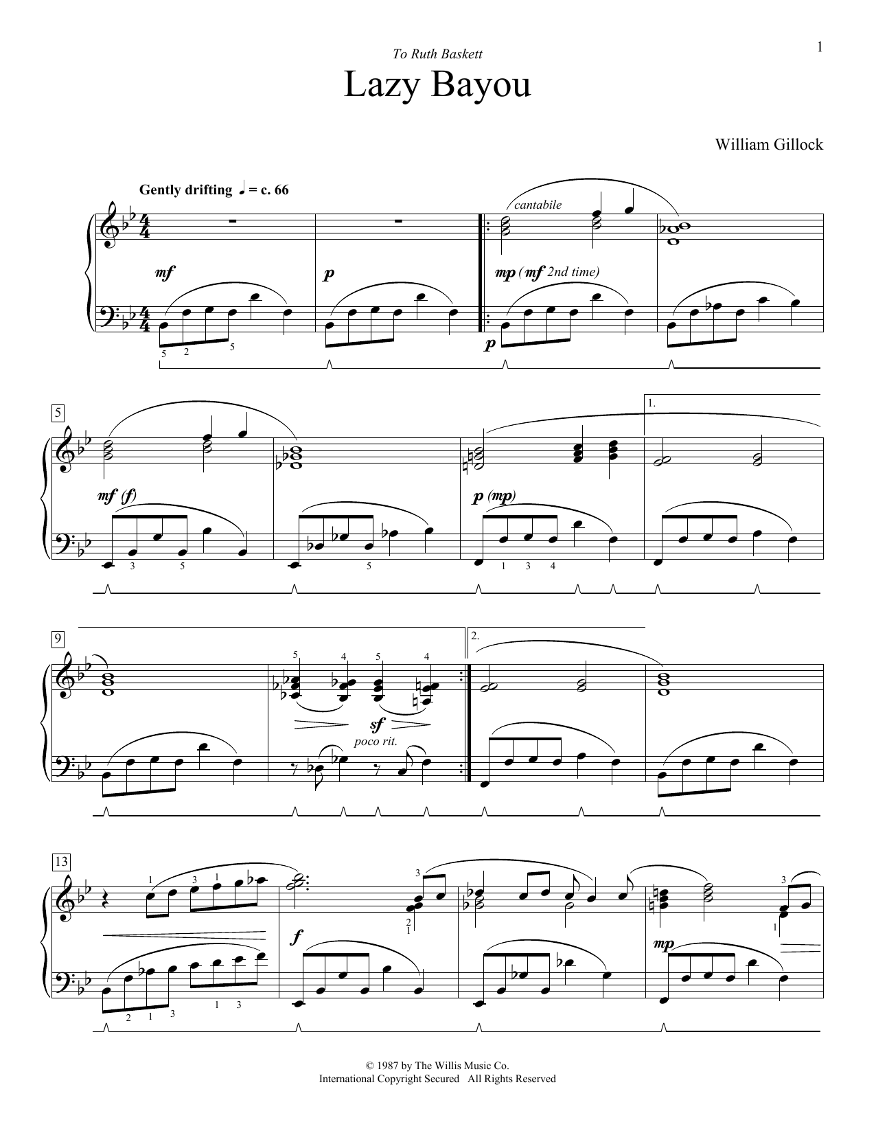 William Gillock Lazy Bayou Sheet Music Notes & Chords for Educational Piano - Download or Print PDF