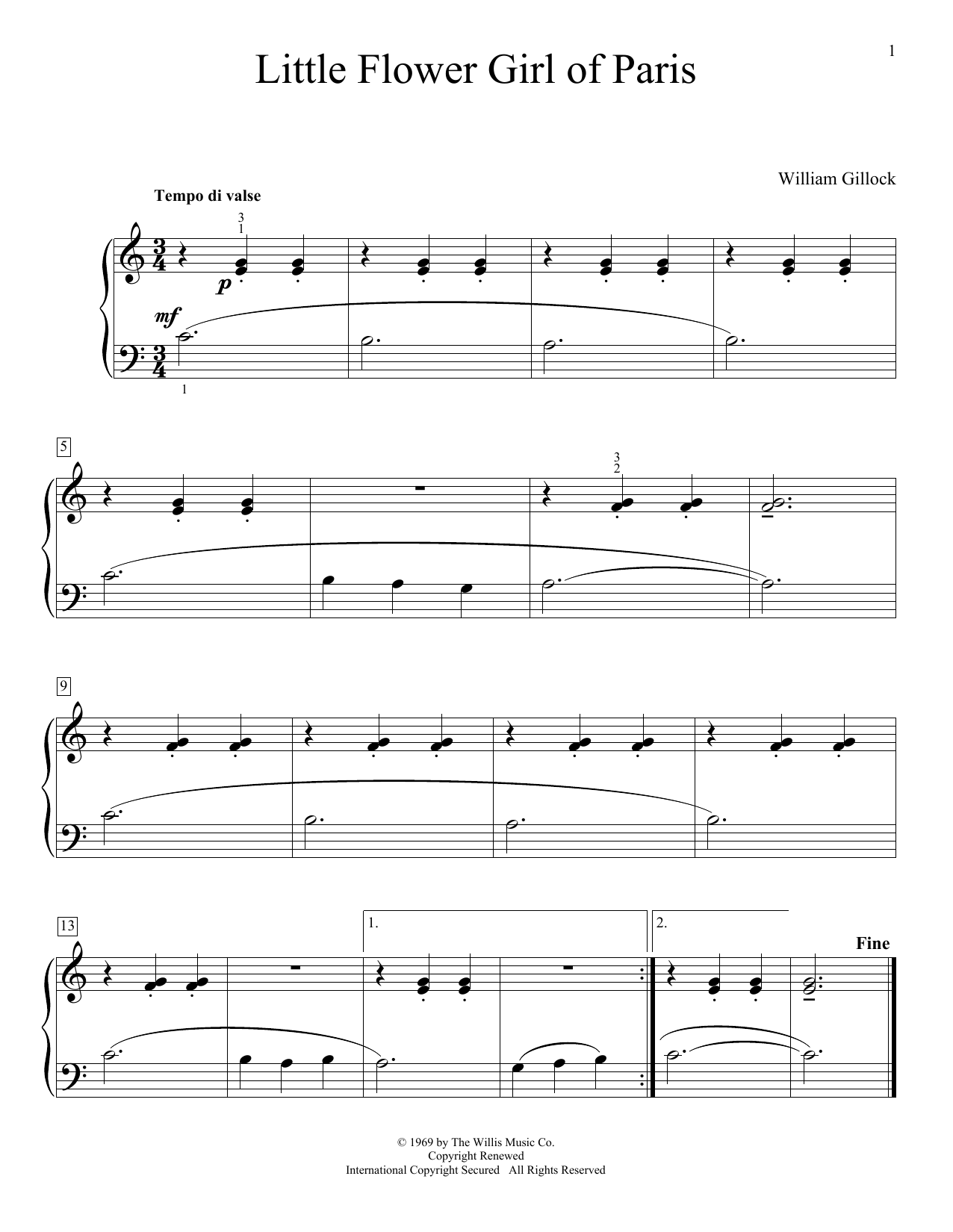 William Gillock Little Flower Girl Of Paris Sheet Music Notes & Chords for Educational Piano - Download or Print PDF