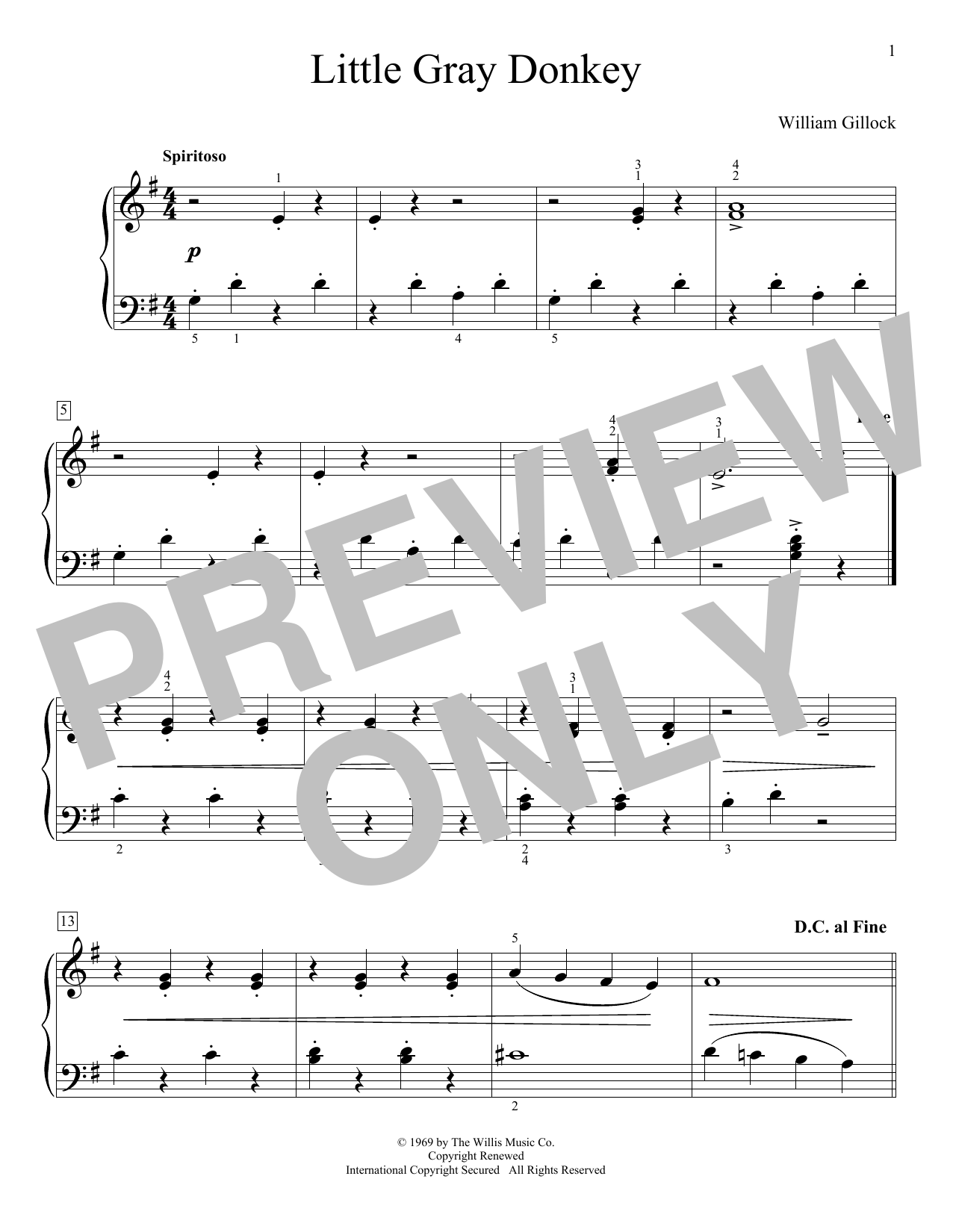 William Gillock Little Gray Donkey Sheet Music Notes & Chords for Educational Piano - Download or Print PDF