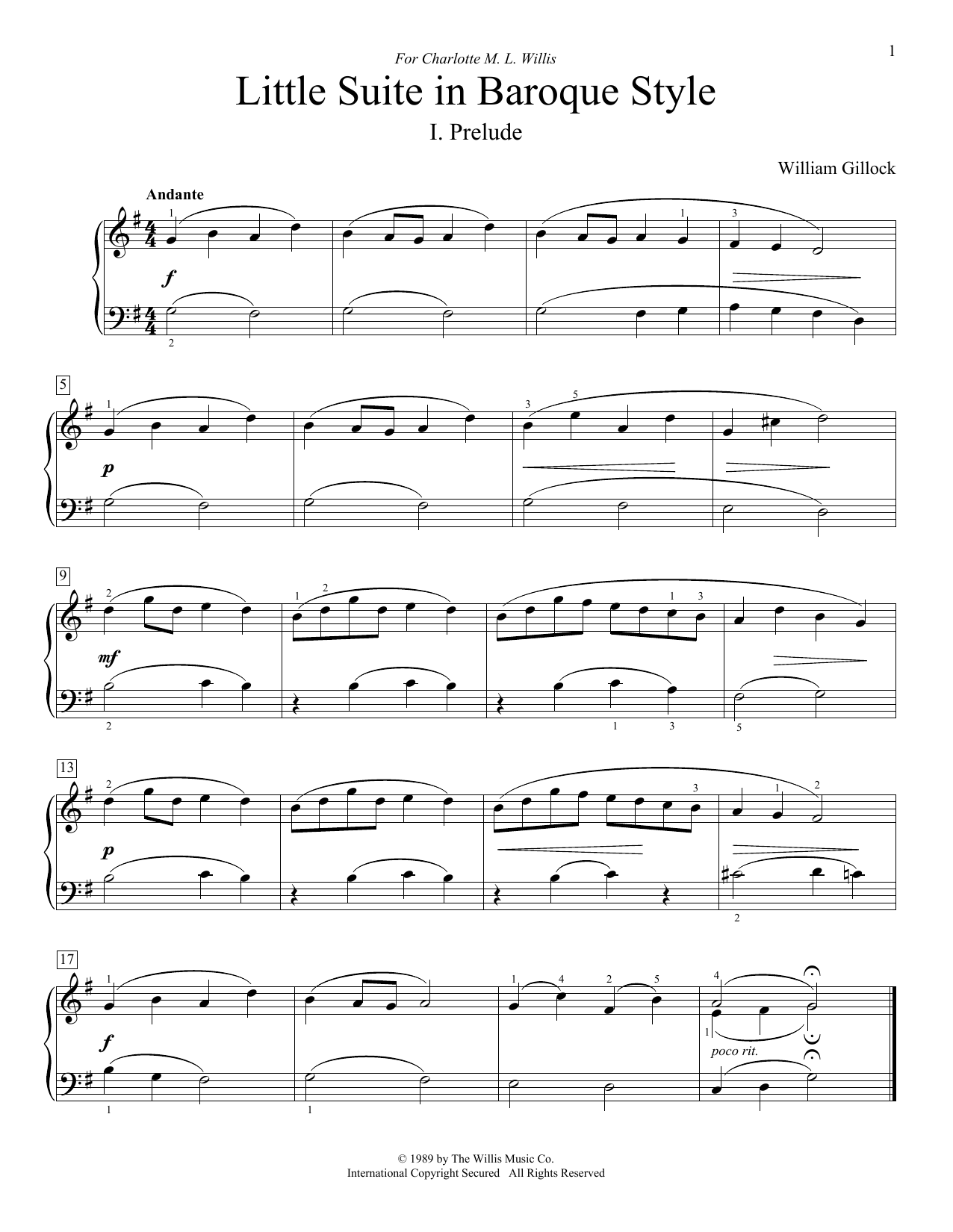 William Gillock Little Suite In Baroque Style Sheet Music Notes & Chords for Educational Piano - Download or Print PDF