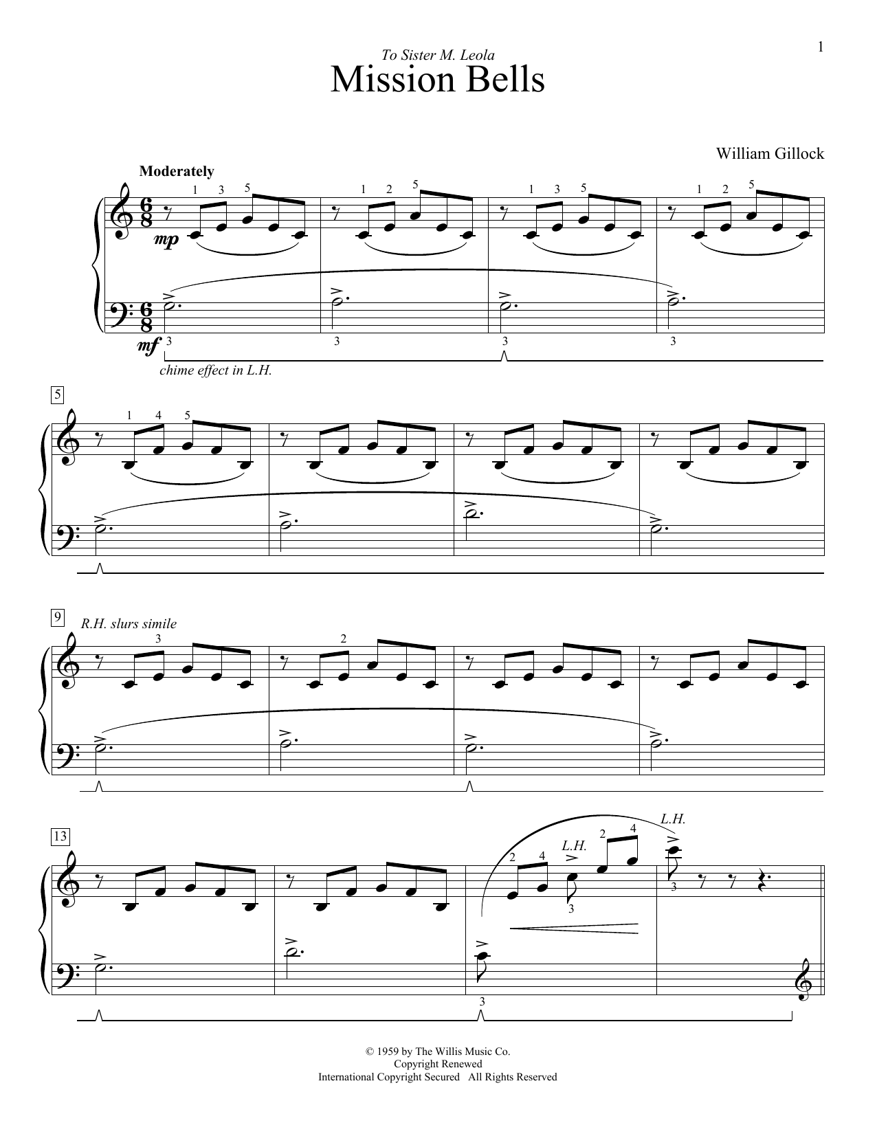 William Gillock Mission Bells Sheet Music Notes & Chords for Educational Piano - Download or Print PDF