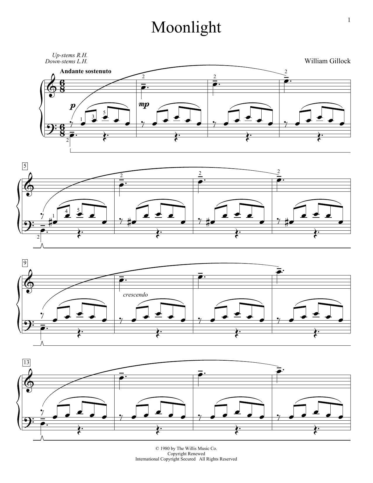 William Gillock Moonlight Sheet Music Notes & Chords for Educational Piano - Download or Print PDF