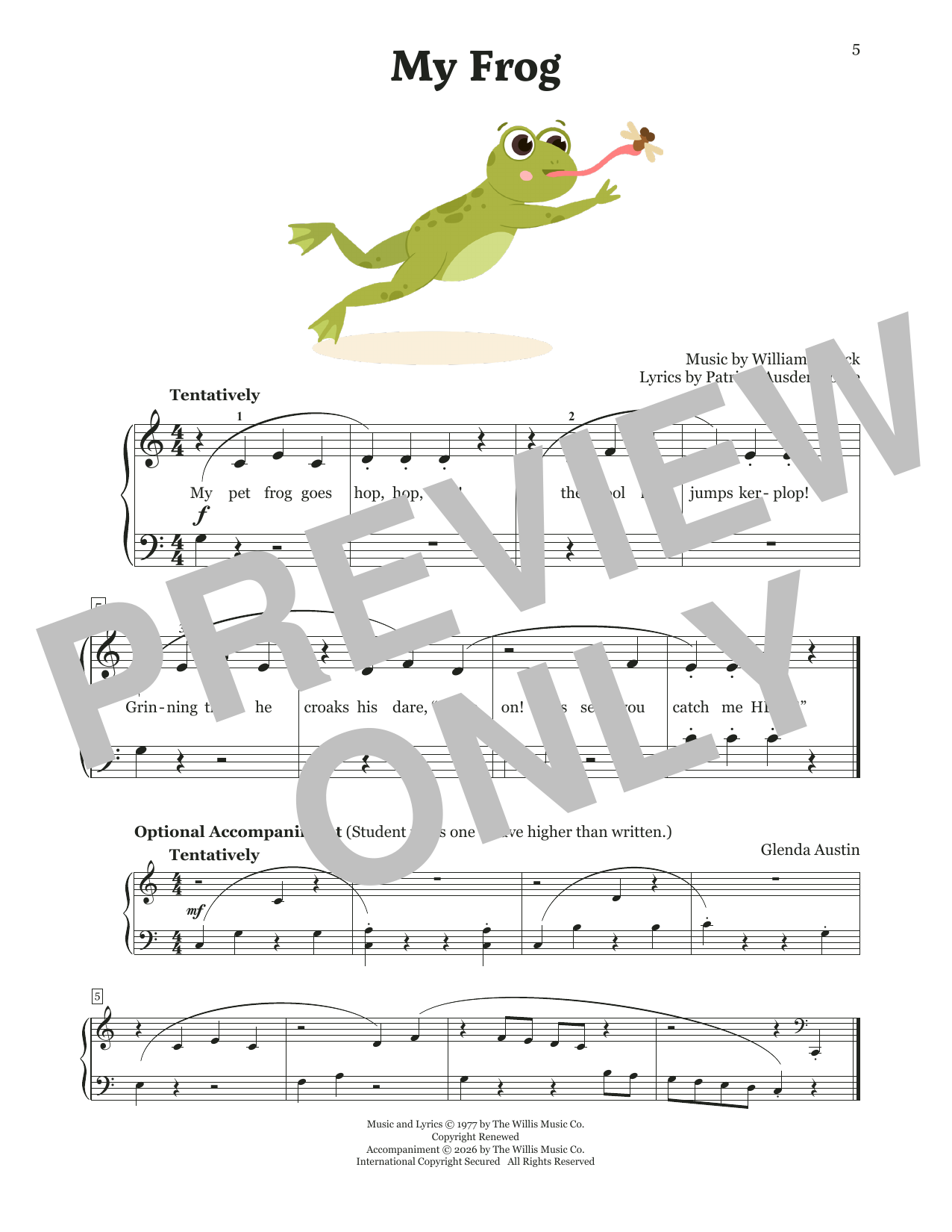 William Gillock My Frog Sheet Music Notes & Chords for Educational Piano - Download or Print PDF