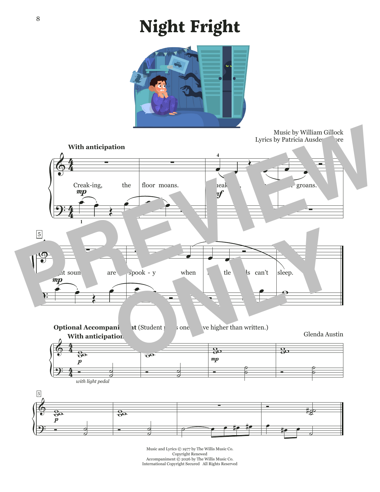 William Gillock Night Fright Sheet Music Notes & Chords for Educational Piano - Download or Print PDF