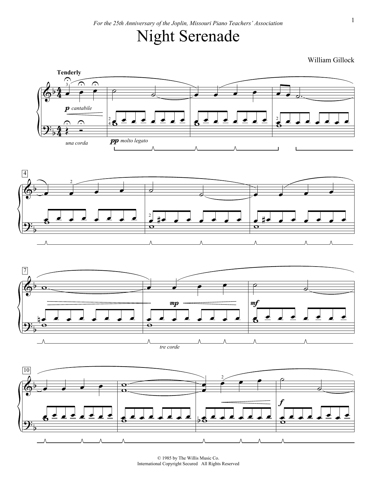 William Gillock Night Serenade Sheet Music Notes & Chords for Educational Piano - Download or Print PDF