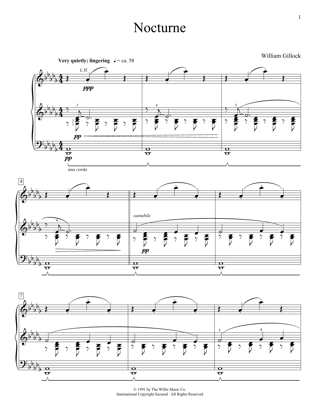 William Gillock Nocturne Sheet Music Notes & Chords for Educational Piano - Download or Print PDF