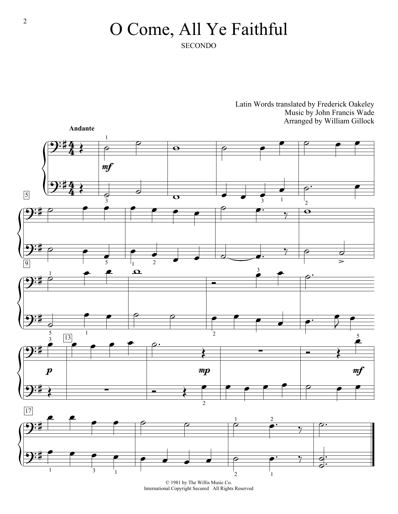 William Gillock O Come, All Ye Faithful (Adeste Fideles) Sheet Music Notes & Chords for Piano Duet - Download or Print PDF