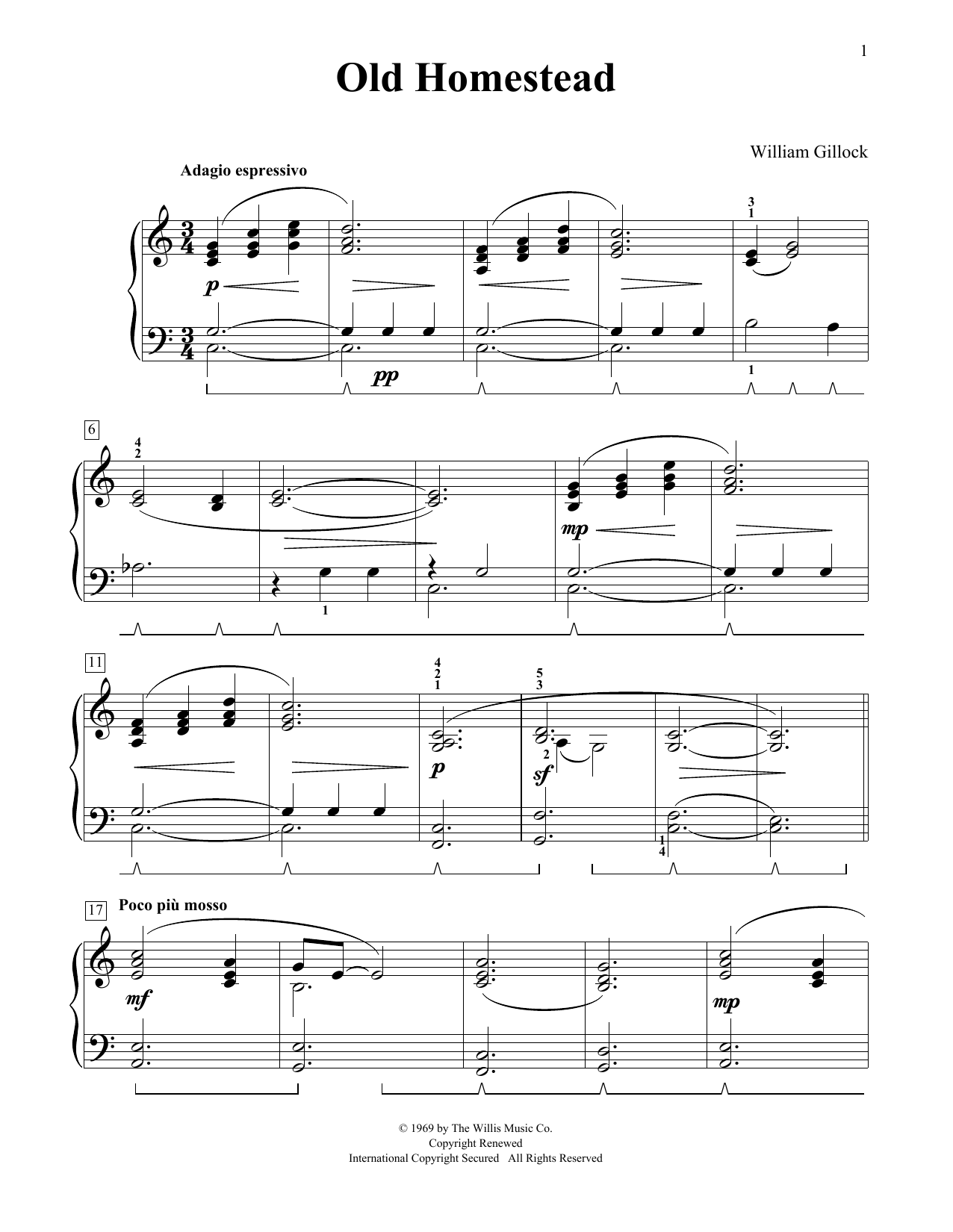 William Gillock Old Homestead Sheet Music Notes & Chords for Educational Piano - Download or Print PDF