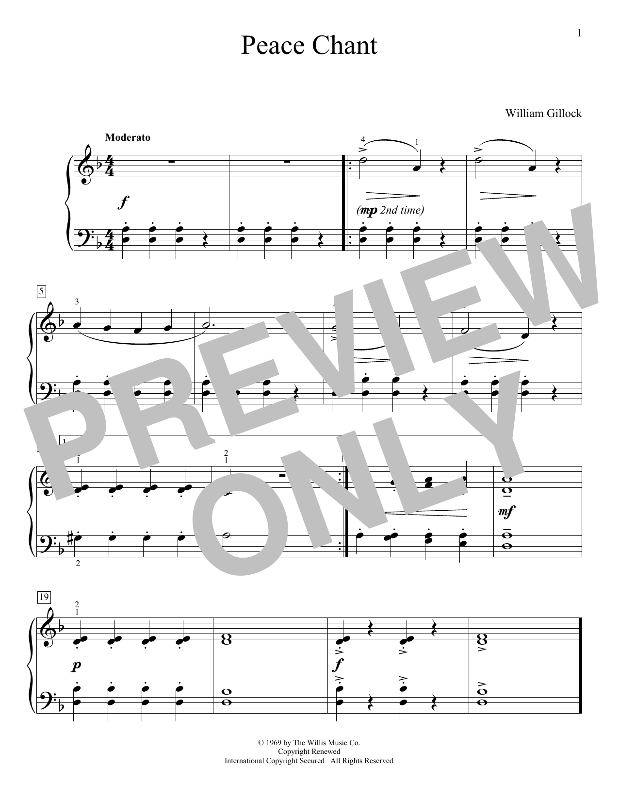 William Gillock Indian War Chant Sheet Music Notes & Chords for Educational Piano - Download or Print PDF