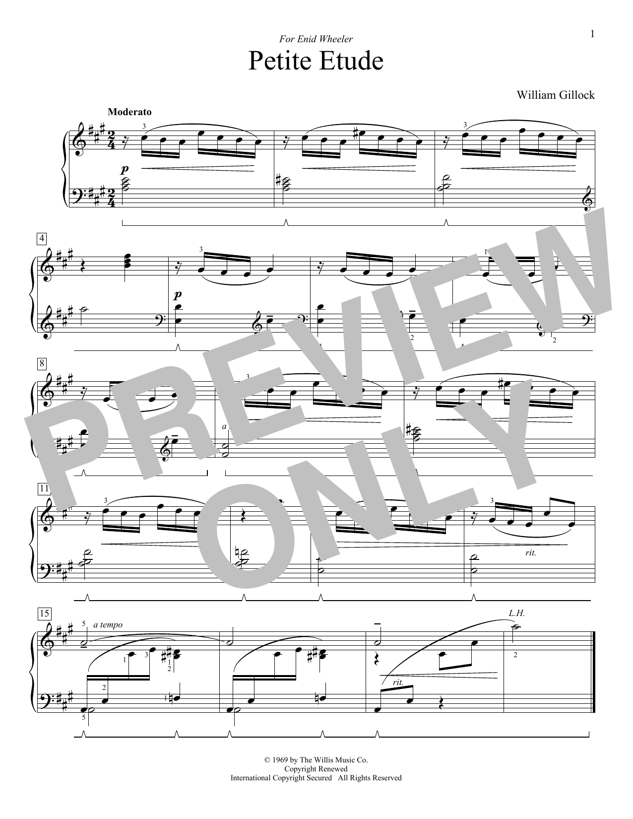 William Gillock Petite Etude Sheet Music Notes & Chords for Educational Piano - Download or Print PDF