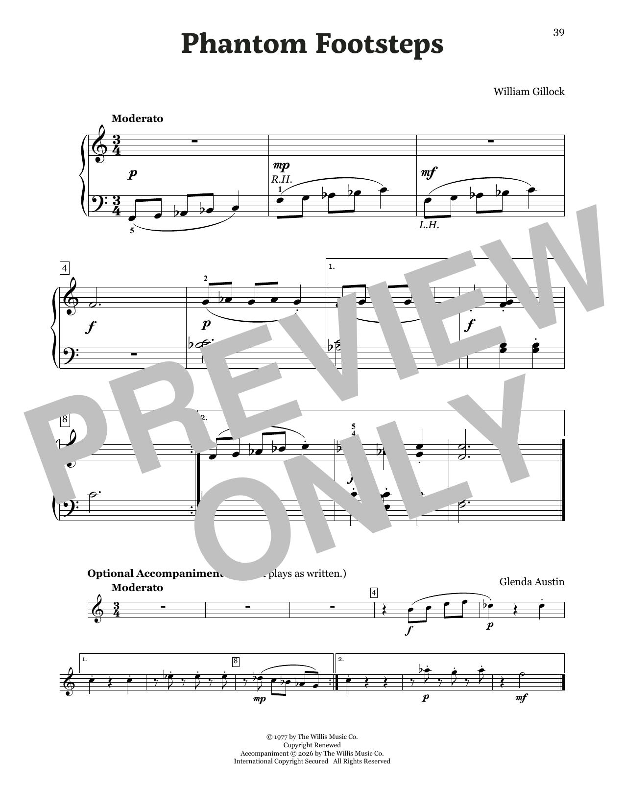 William Gillock Phantom Footsteps Sheet Music Notes & Chords for Educational Piano - Download or Print PDF