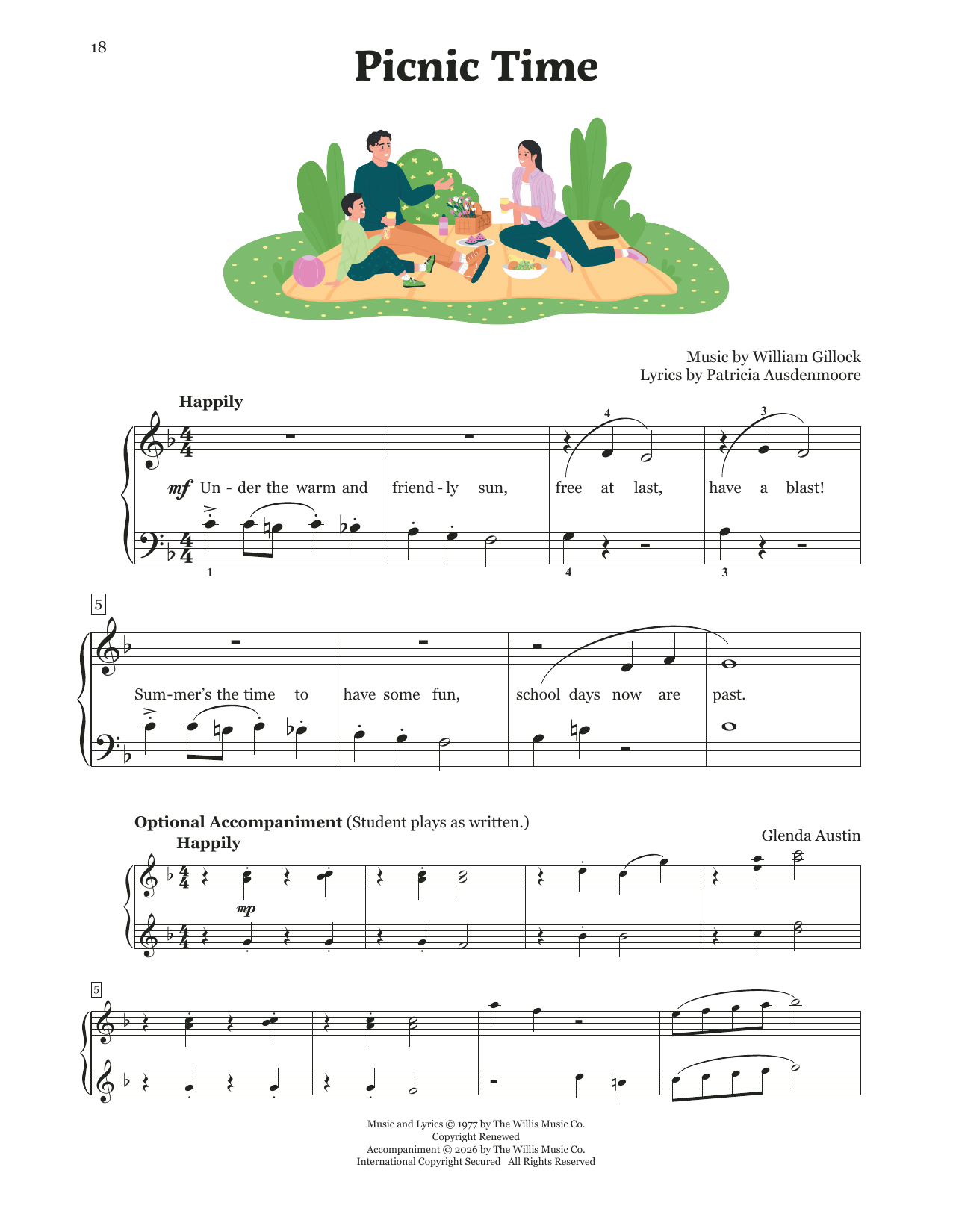 William Gillock Picnic Time Sheet Music Notes & Chords for Educational Piano - Download or Print PDF