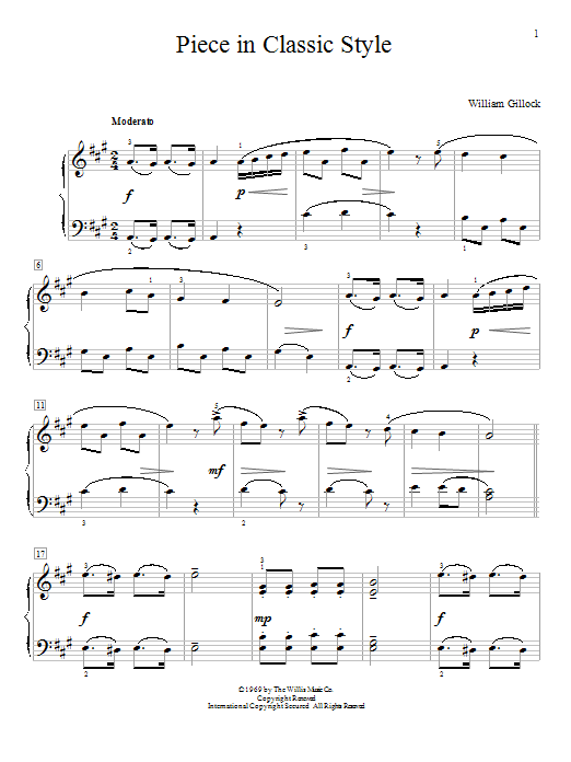 William Gillock Piece In Classic Style Sheet Music Notes & Chords for Educational Piano - Download or Print PDF