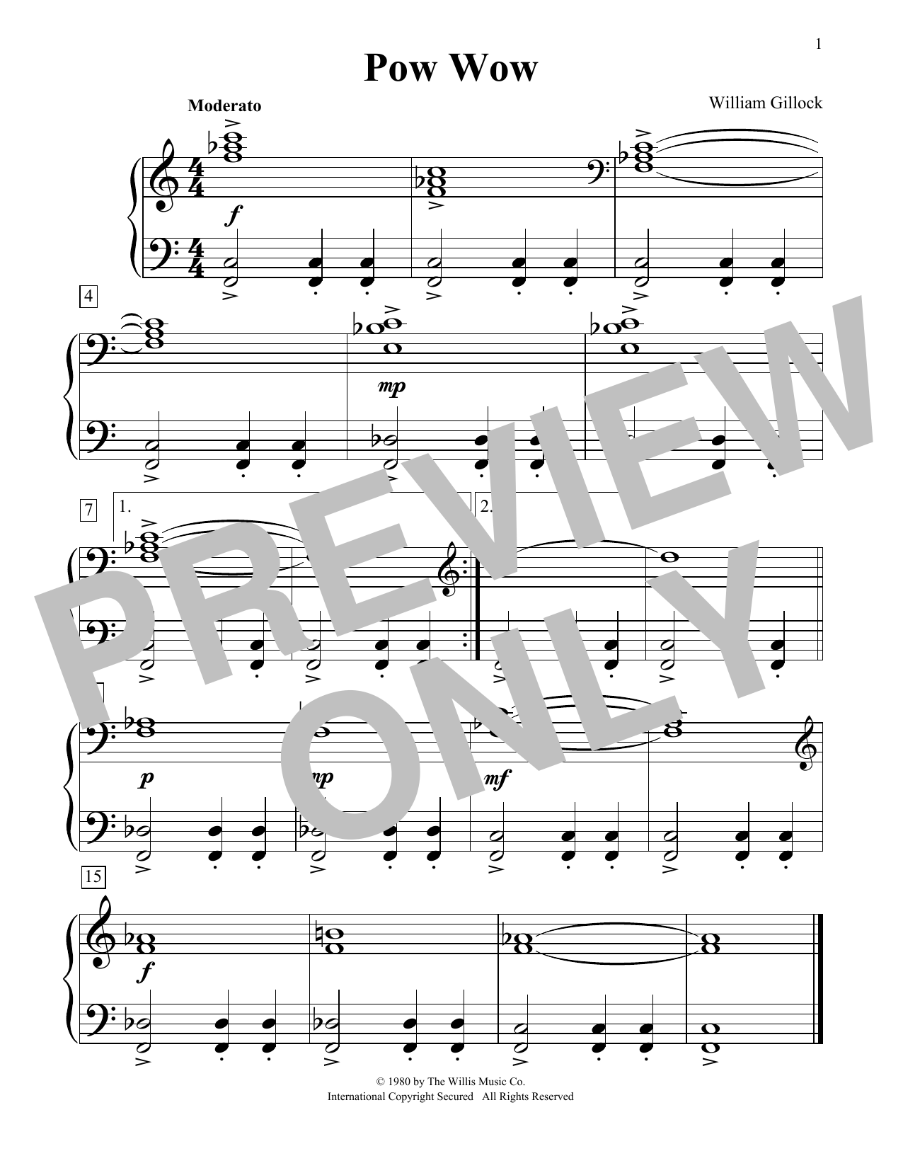 William Gillock Pow Wow Sheet Music Notes & Chords for Educational Piano - Download or Print PDF