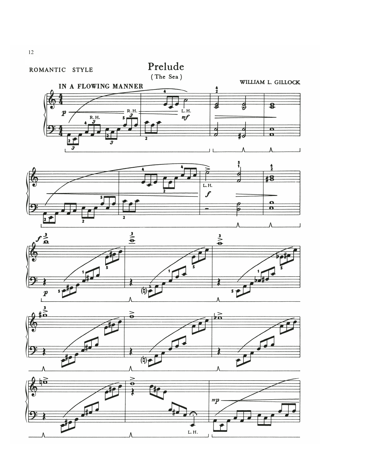 William Gillock Prelude (The Sea) Sheet Music Notes & Chords for Educational Piano - Download or Print PDF
